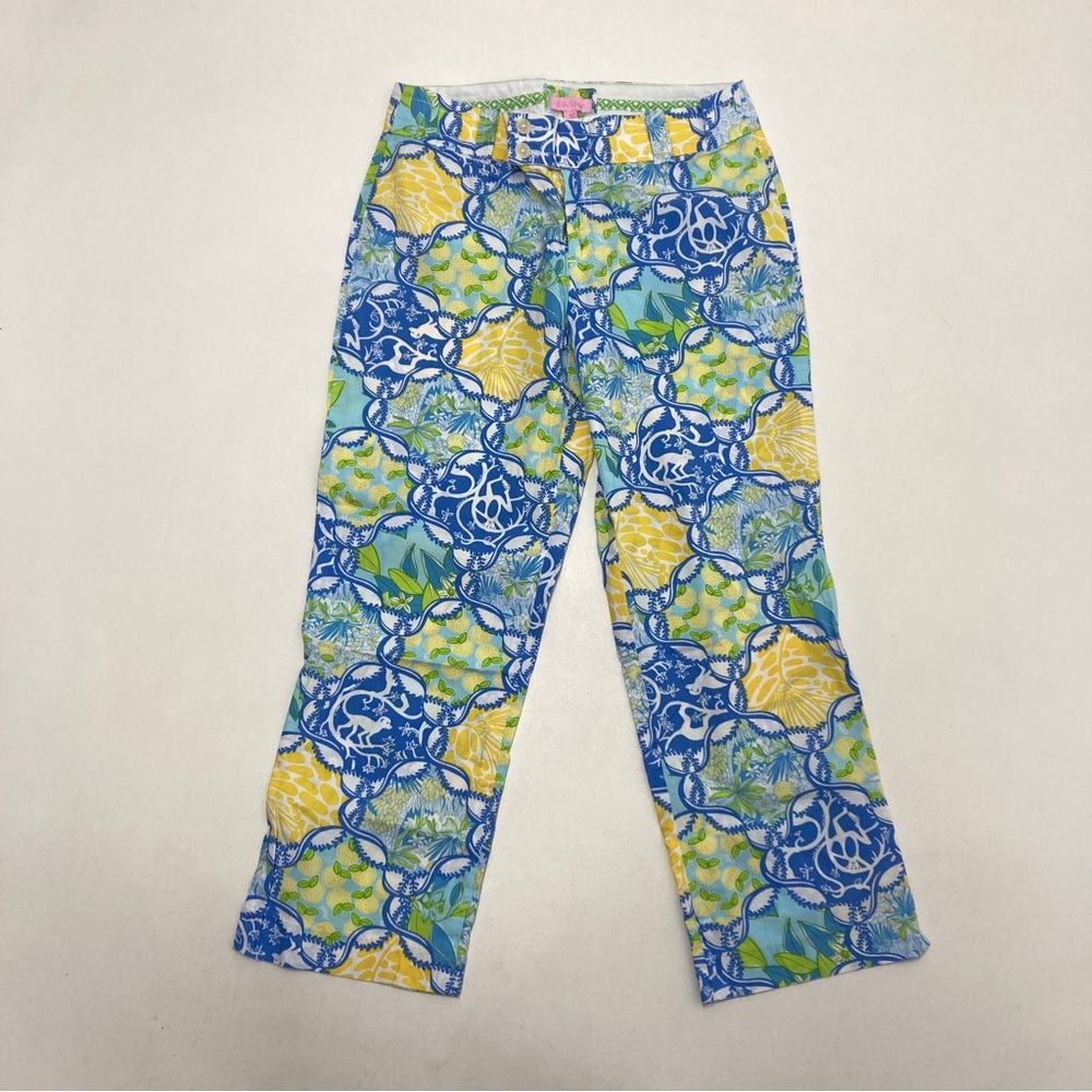 Lilly Pulitzer Lemon Monkey Print Pants Womens Size 4